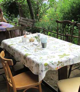 自然豊かなくつろぎのカフェテラスは民家のお庭